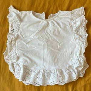 Zara girls white eyelet lace flutter t-shirt size 9